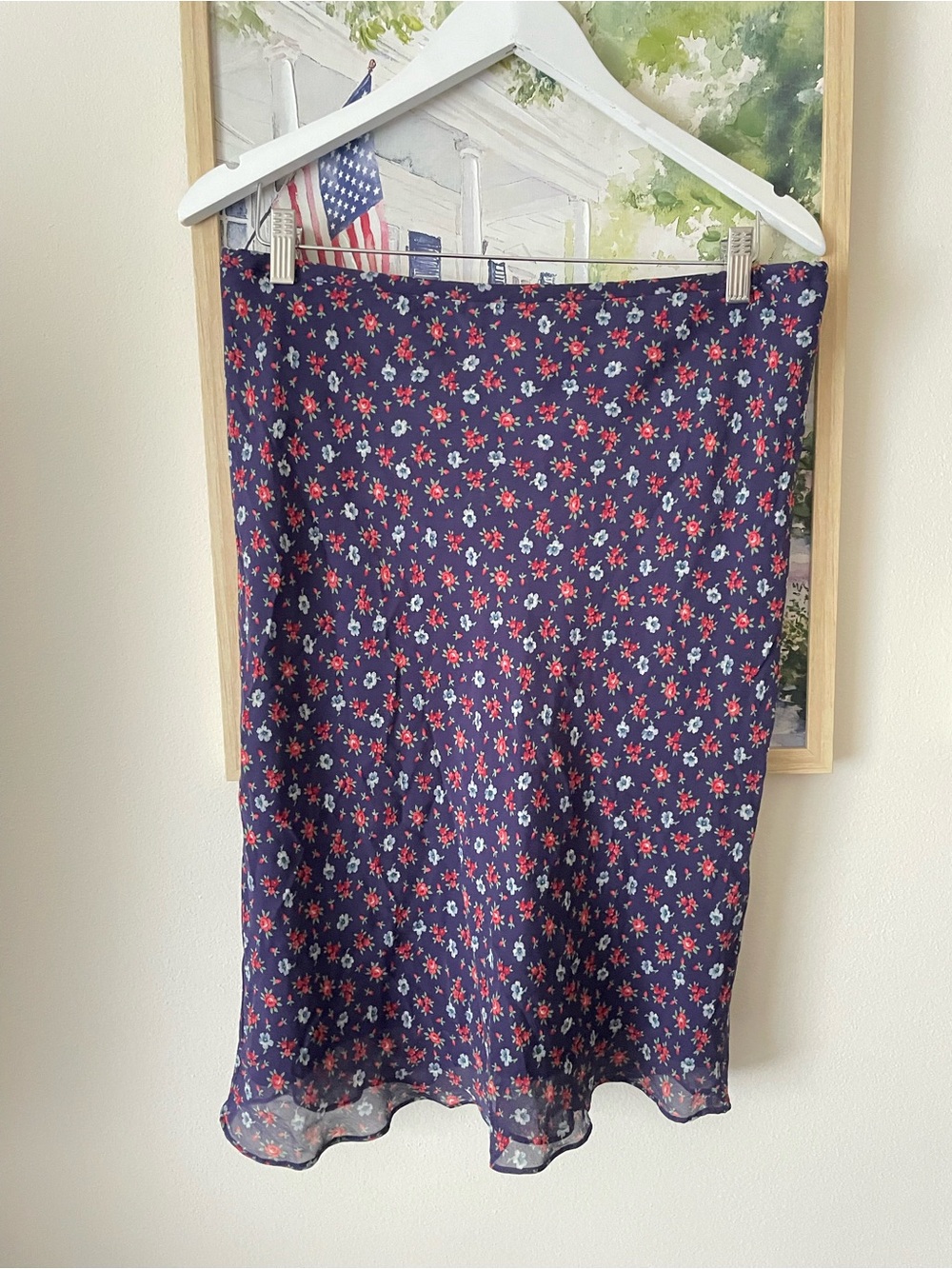 Ralph Lauren 100% Silk Vintage 90s Y2K Ditsy Floral Knee Length Skirt Whimsical - Picture 4 of 4